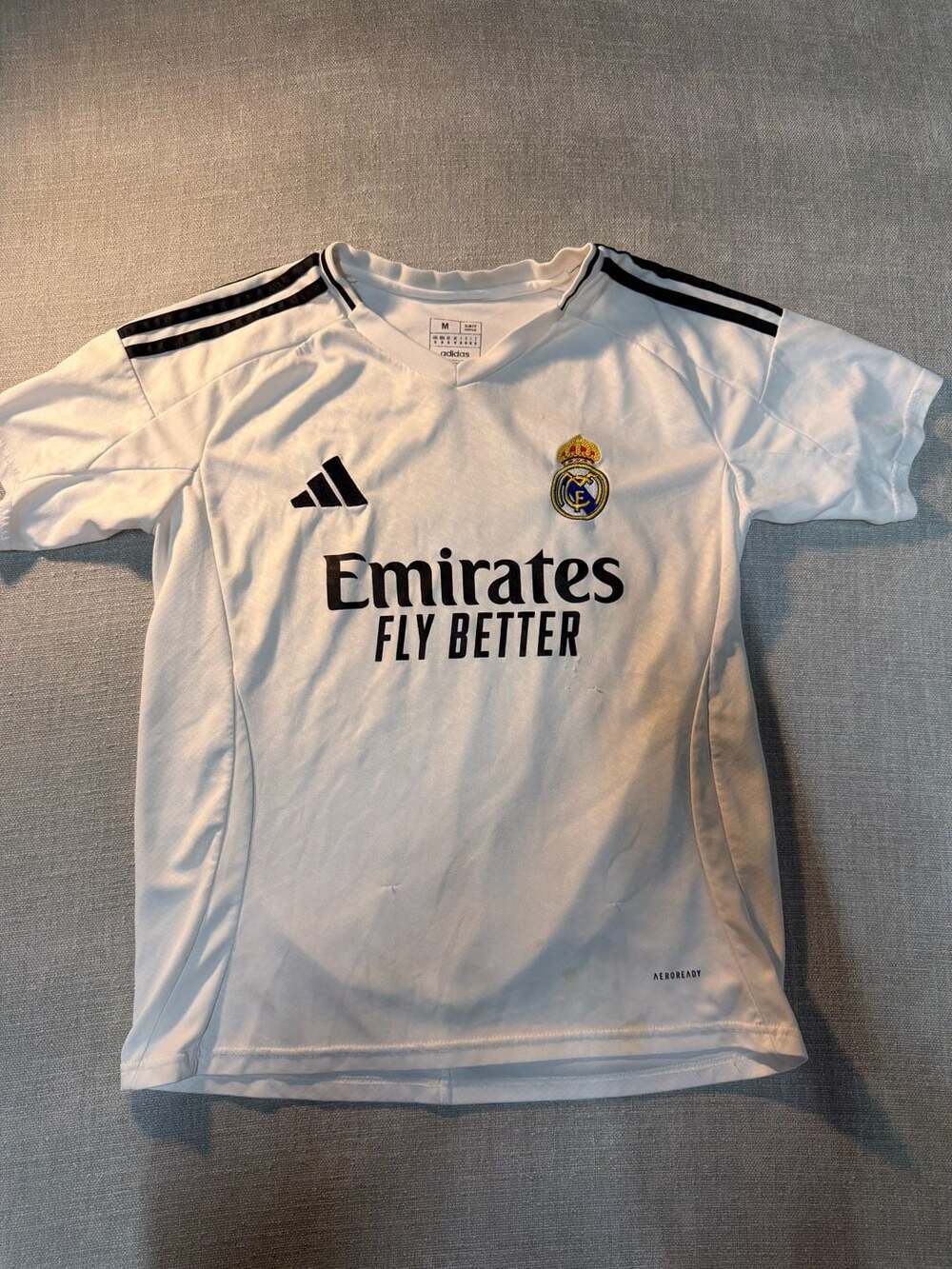 Adidas 2024/2025 White and Black Real Madrid Jersey. Youth M.